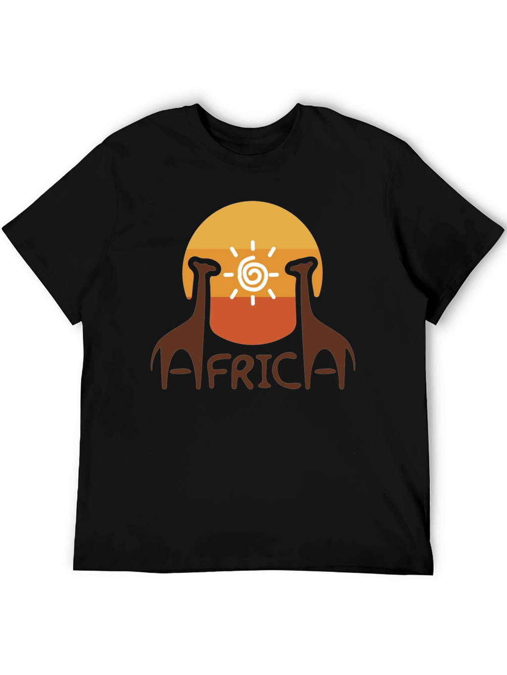 Africa Giraffe Sunset T-Shirt - Black