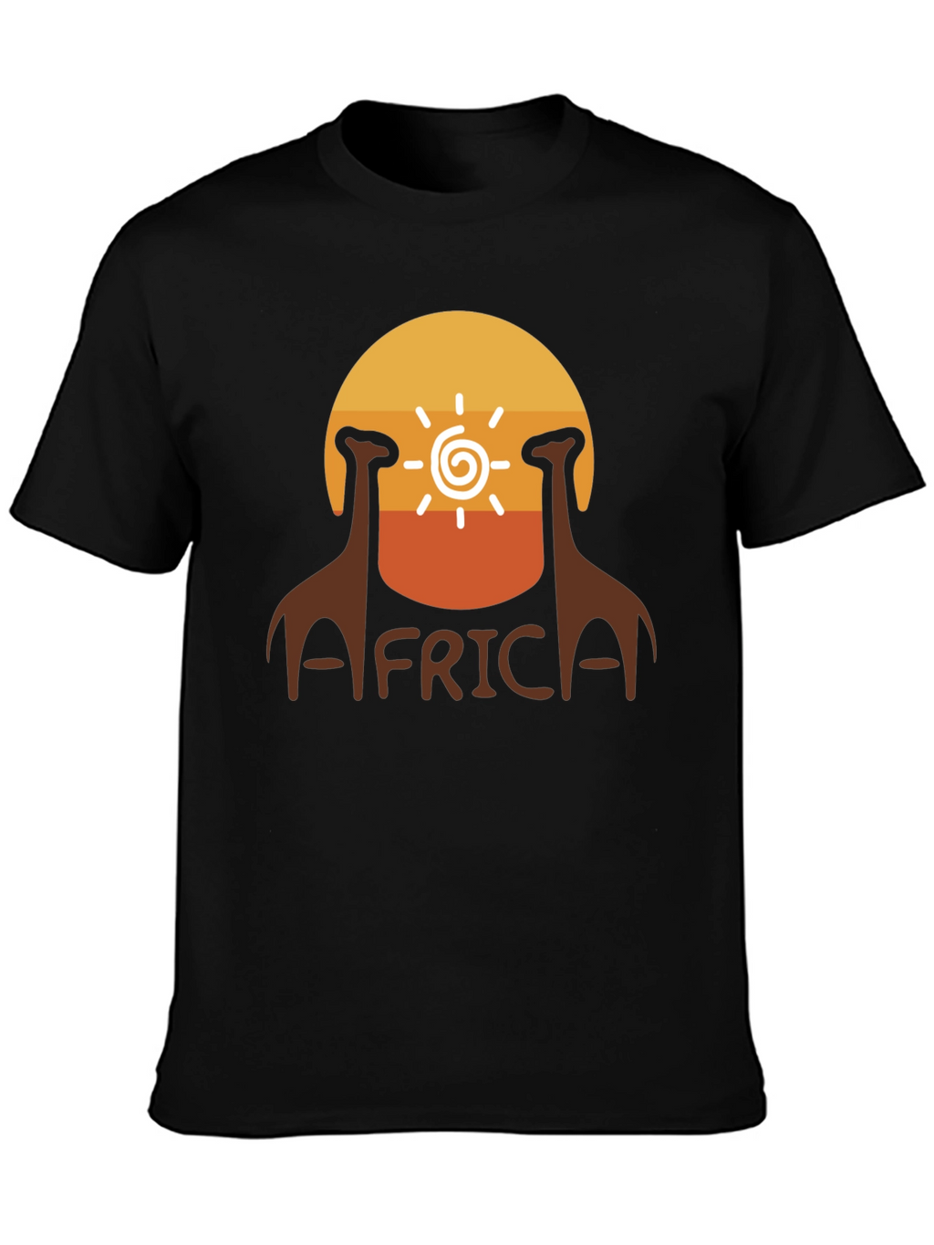 Africa Giraffe Sunset T-Shirt - Black