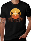 Africa Giraffe Sunset T-Shirt - Black