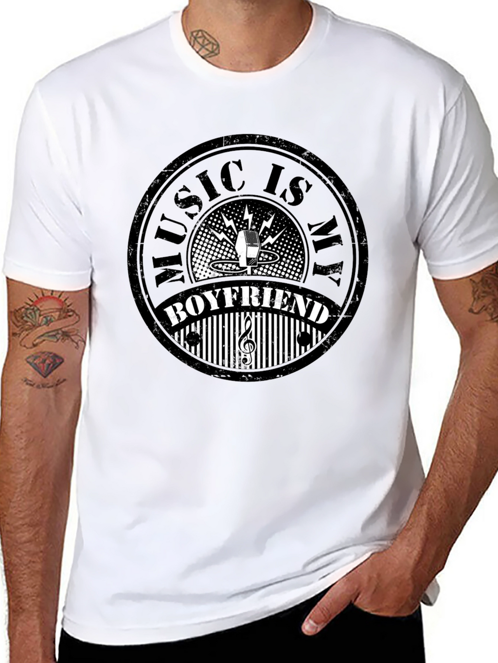 Music is My Boyfriend Black Graphic Tee