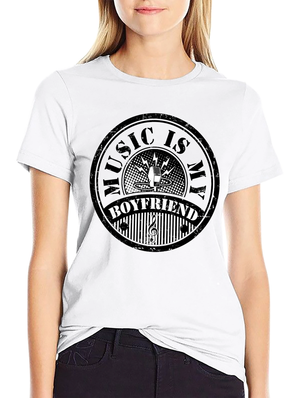 Music is My Boyfriend Black Graphic Tee