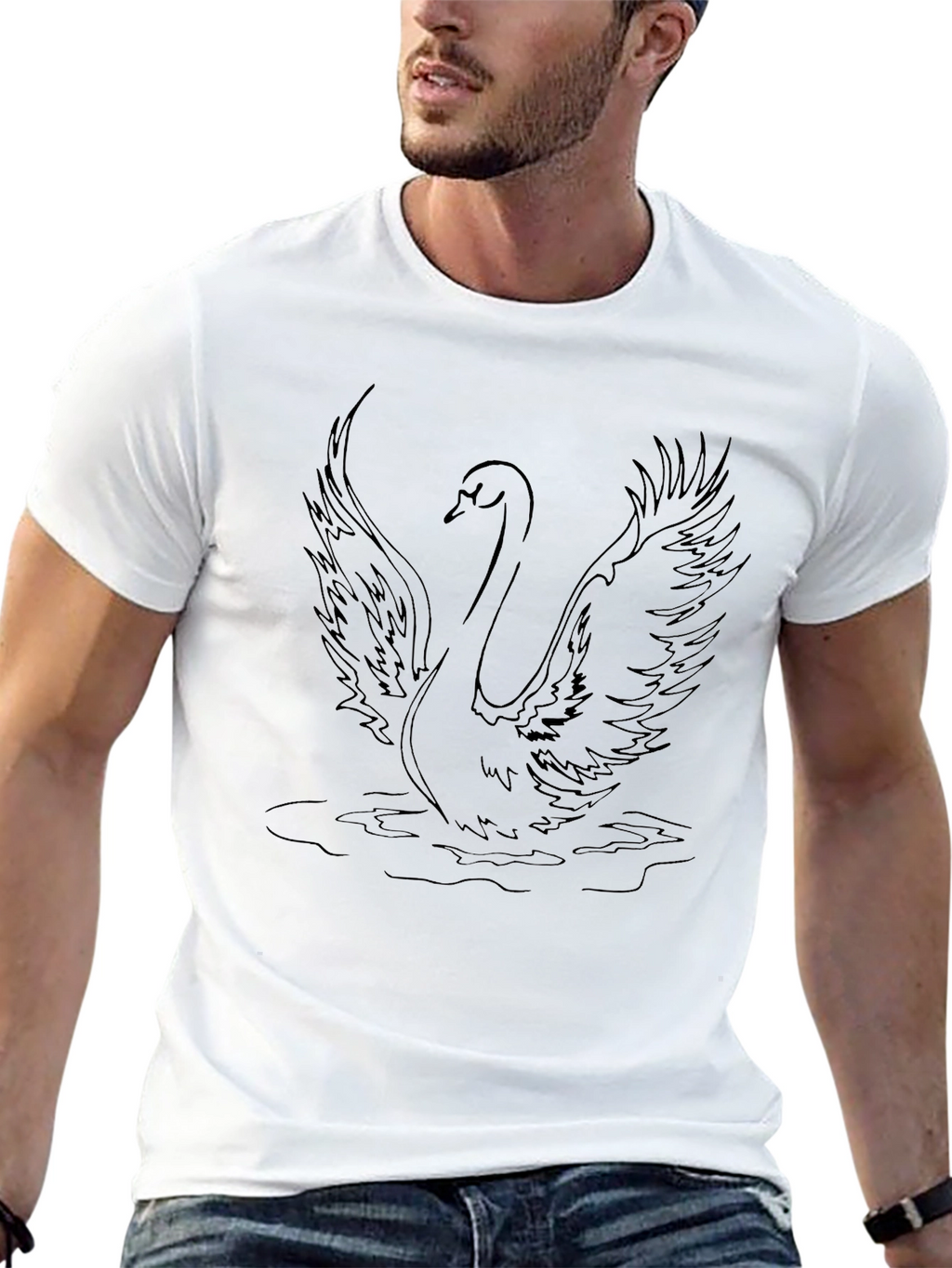 Swan Graphic Tee - Elegant Bird Design