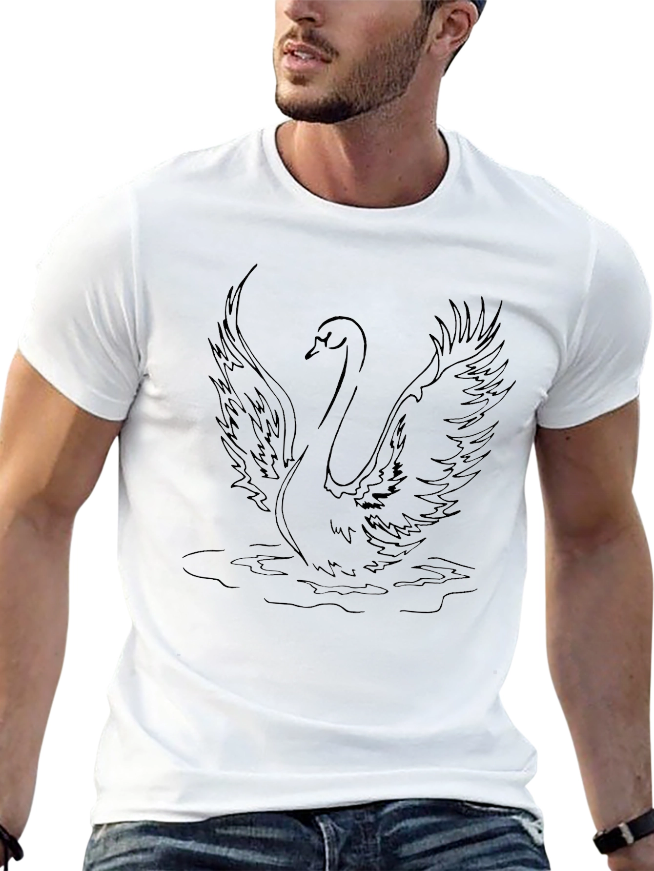 Swan Graphic Tee - Elegant Bird Design