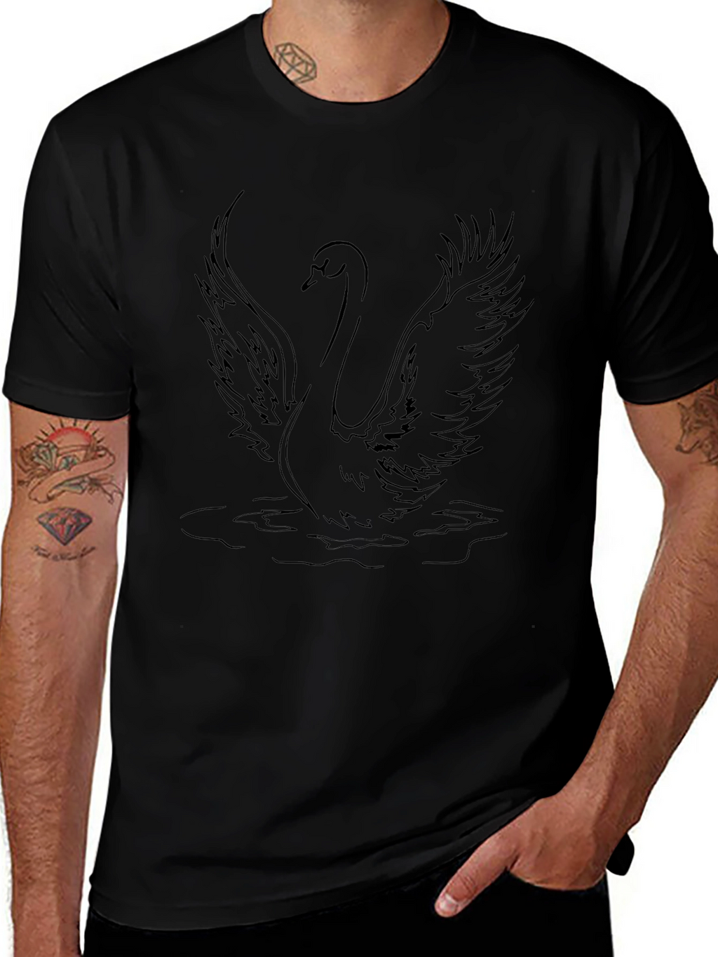 Swan Graphic Tee - Elegant Bird Design