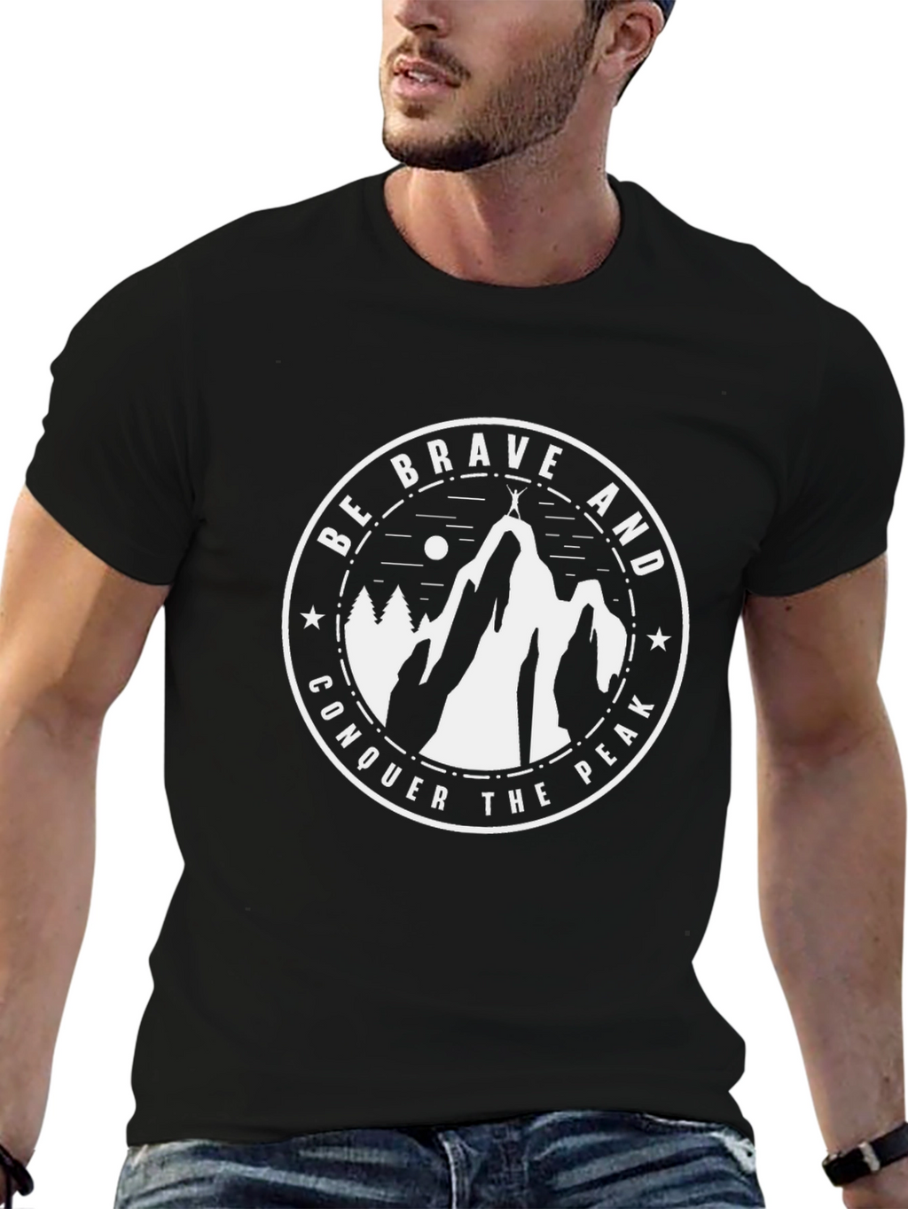 Be Brave Conquer Peak Black T-Shirt