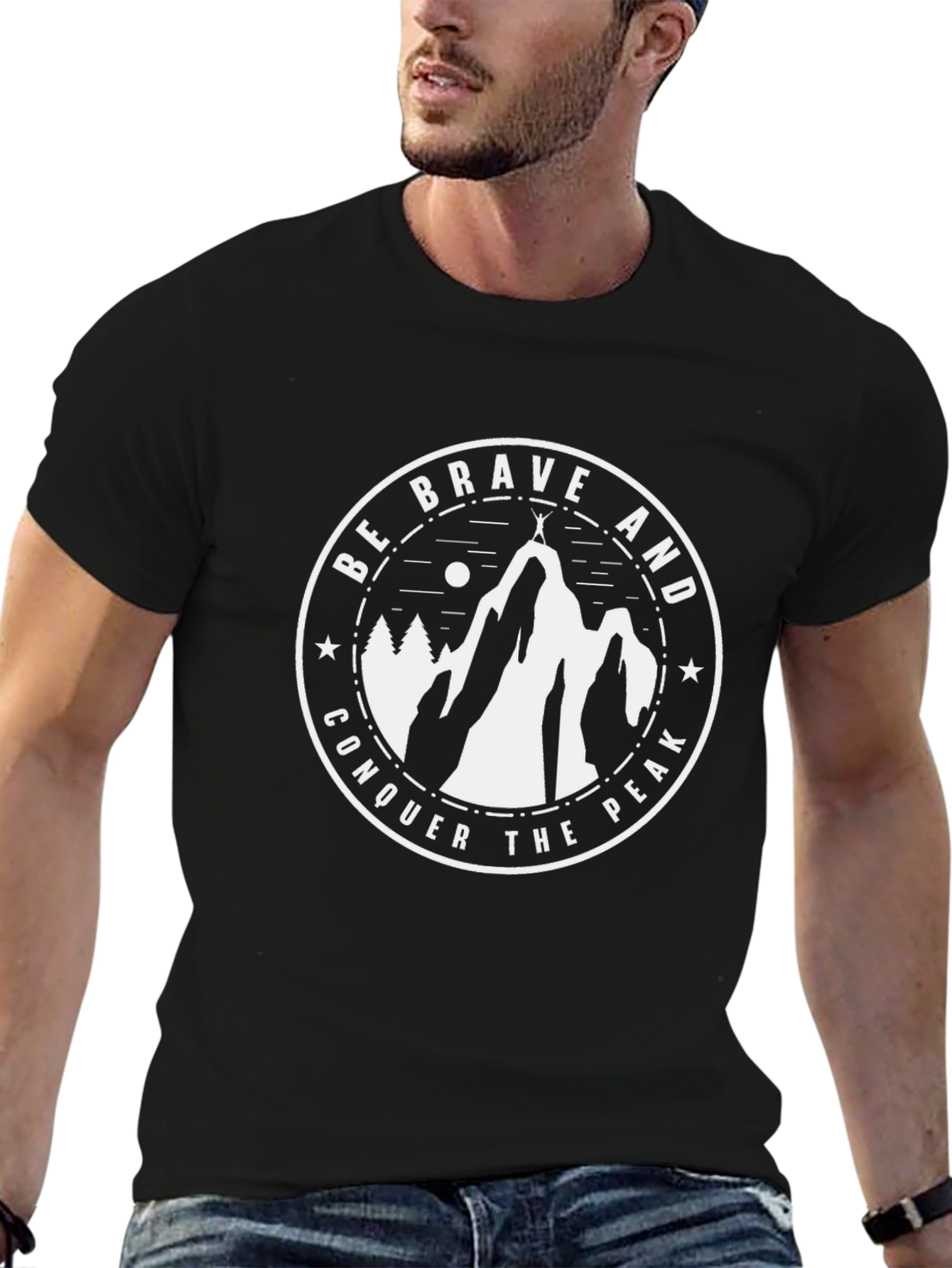 Be Brave Conquer Peak Black T-Shirt