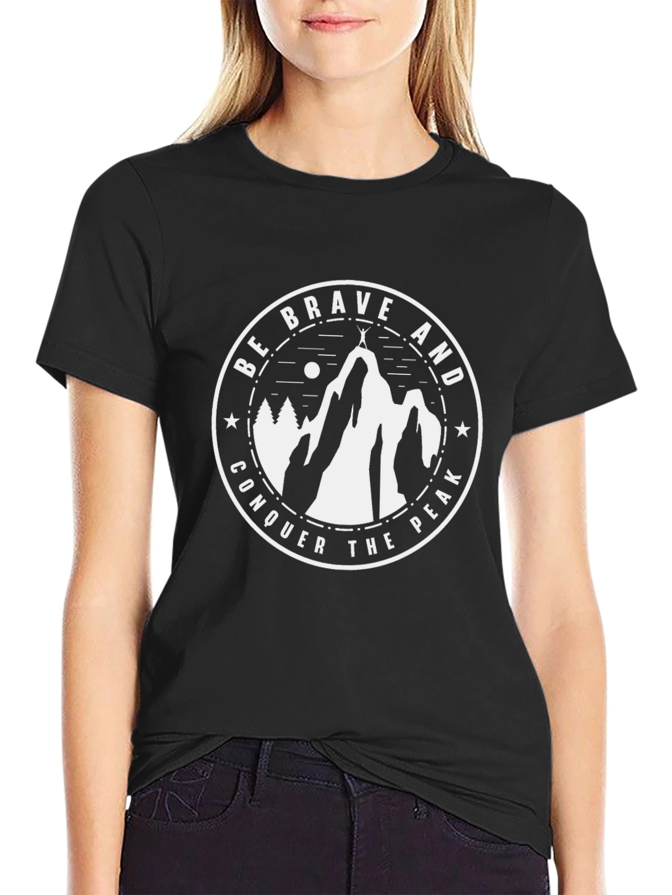Be Brave Conquer Peak Black T-Shirt
