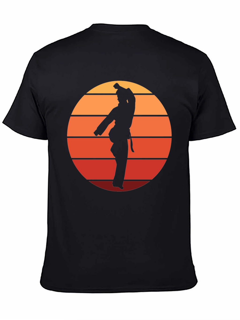 Retro Karate Sunset Graphic Tee - Black