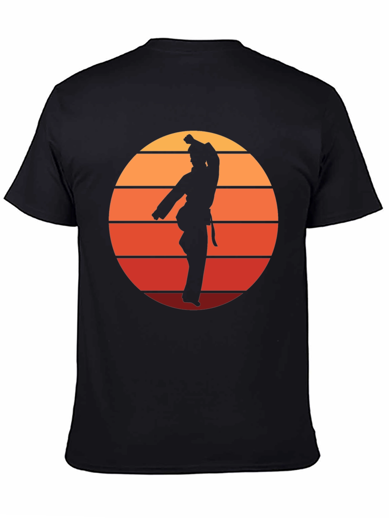 Retro Karate Sunset Graphic Tee - Black