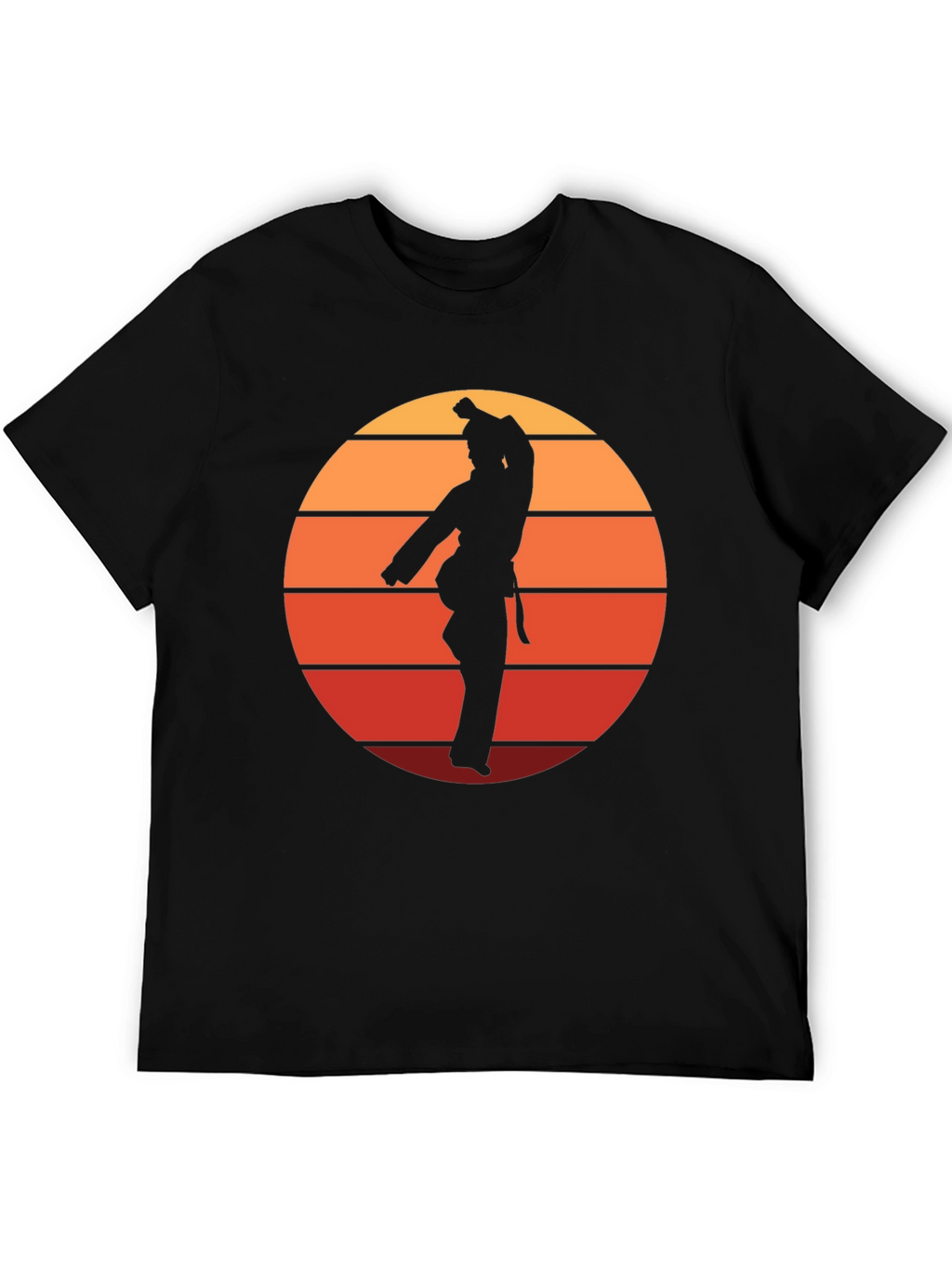 Retro Karate Sunset Graphic Tee - Black