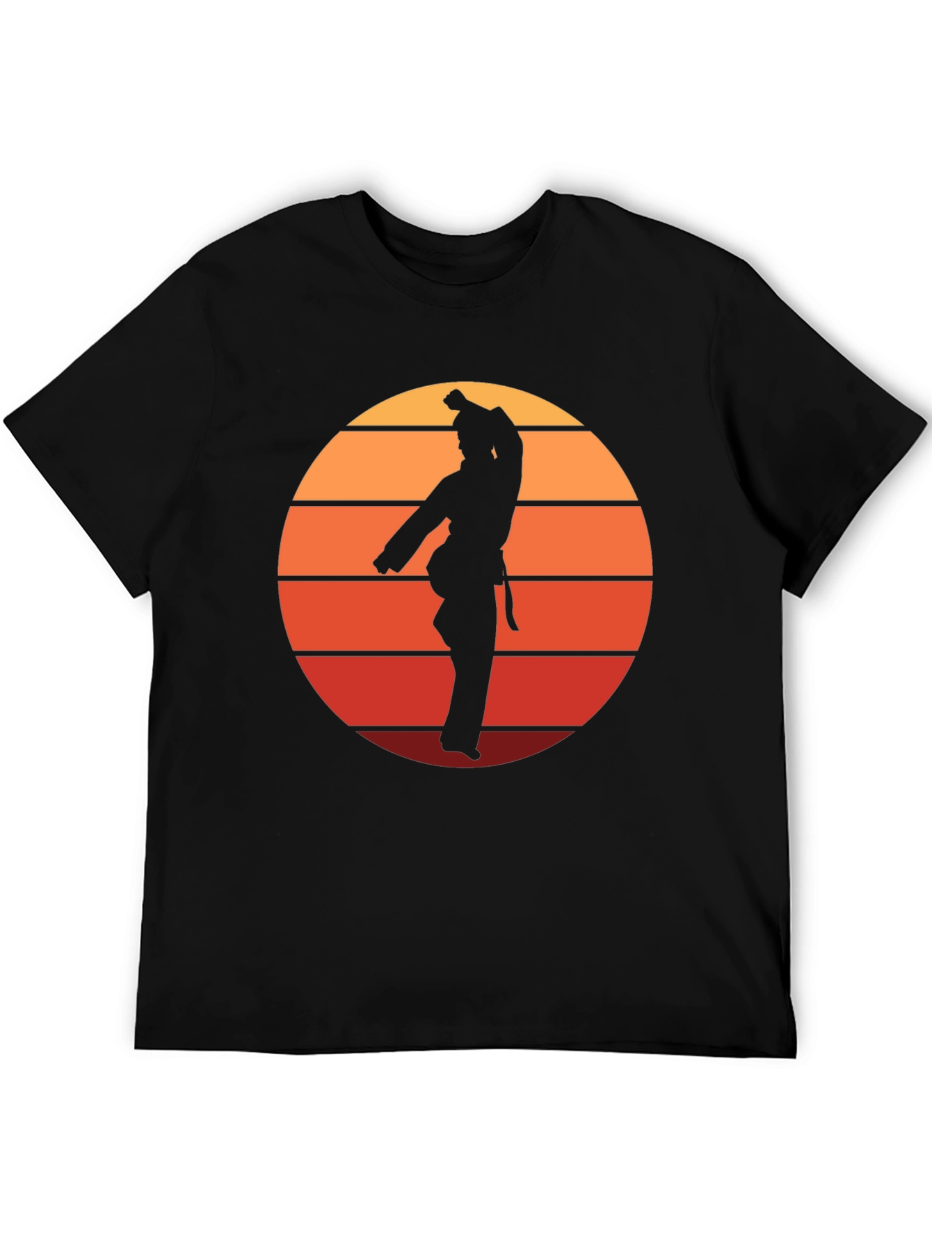 Retro Karate Sunset Graphic Tee - Black