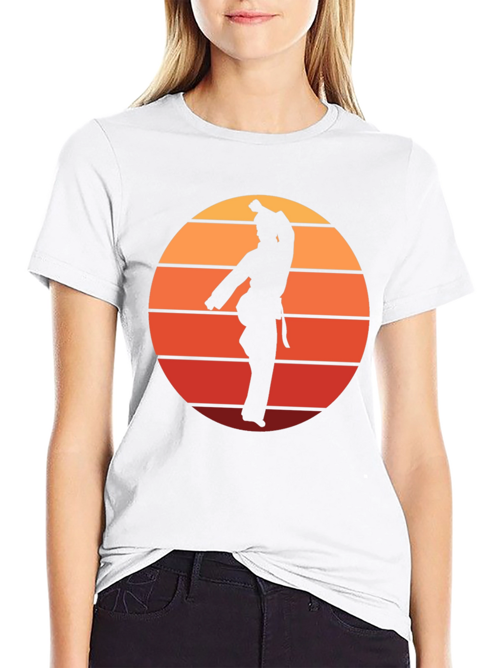 Retro Karate Sunset Graphic Tee - Black