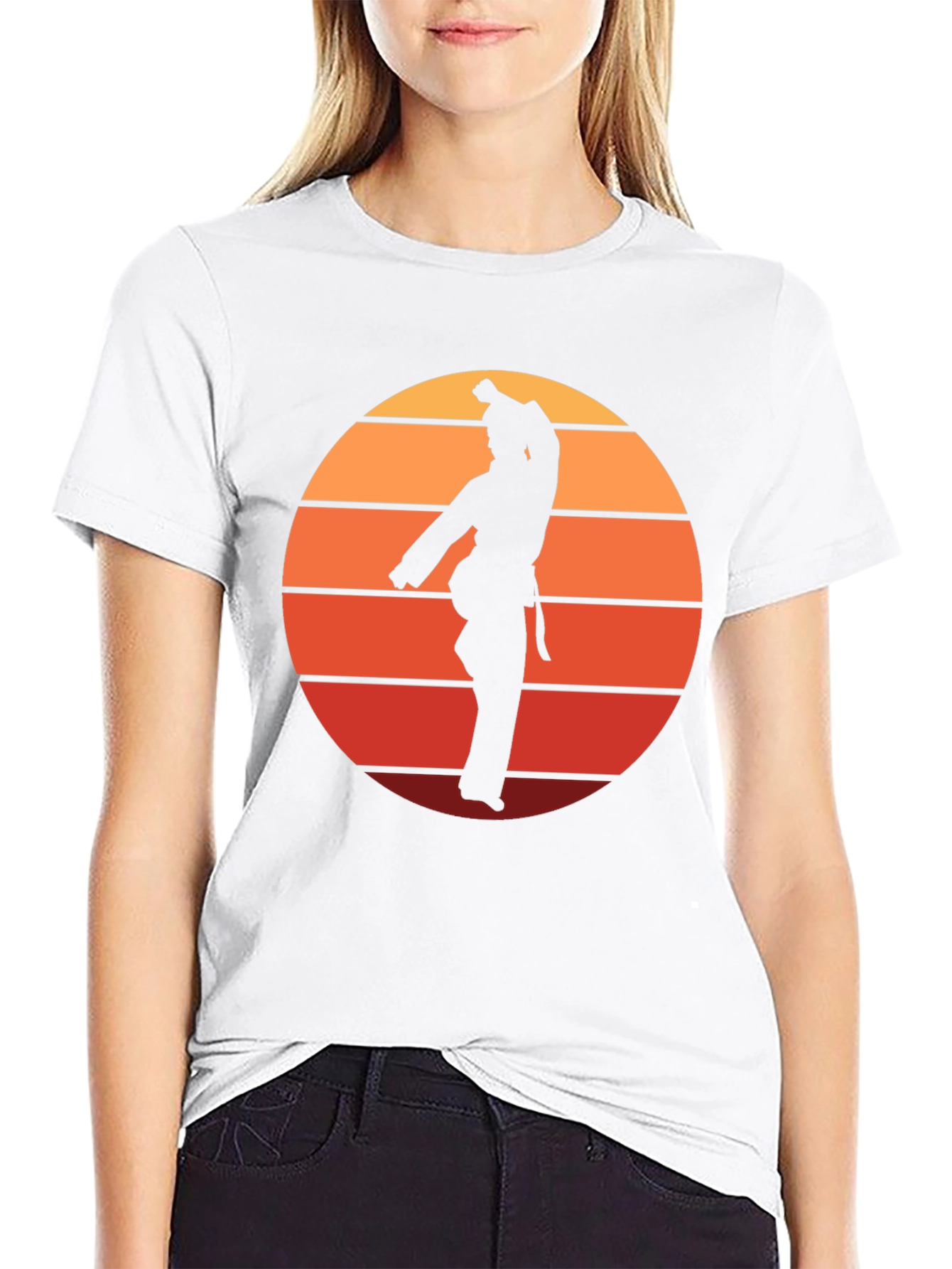 Retro Karate Sunset Graphic Tee - Black