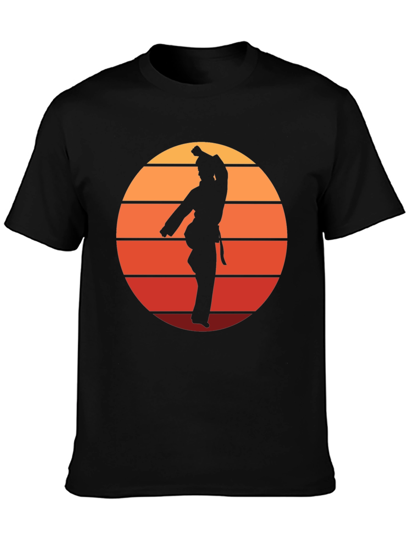 Retro Karate Sunset Graphic Tee - Black