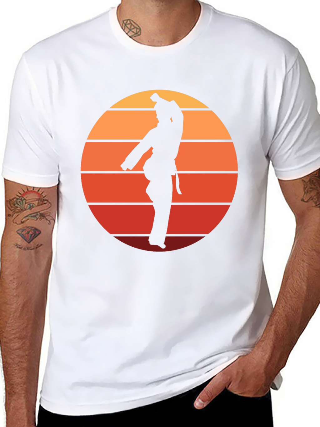 Retro Karate Sunset Graphic Tee - Black