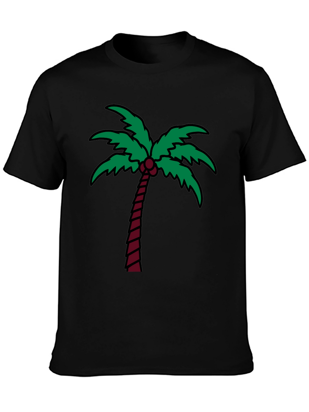 Palm Tree Graphic Tee - Black Cotton T-Shirt