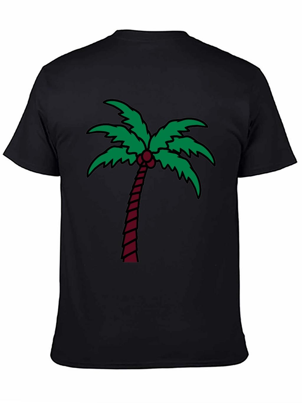 Palm Tree Graphic Tee - Black Cotton T-Shirt