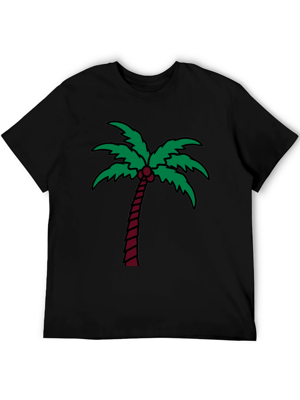 Palm Tree Graphic Tee - Black Cotton T-Shirt