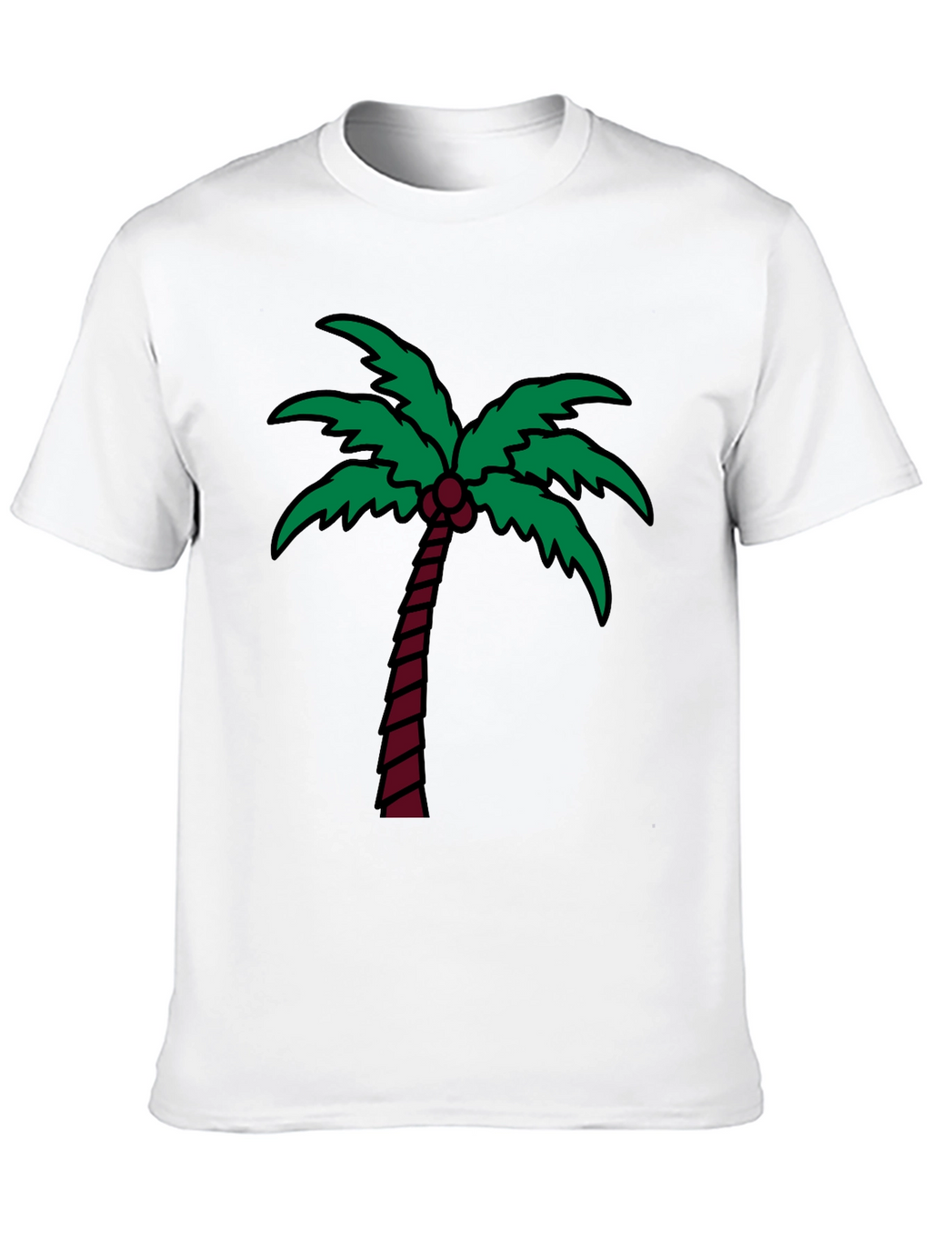 Palm Tree Graphic Tee - Black Cotton T-Shirt
