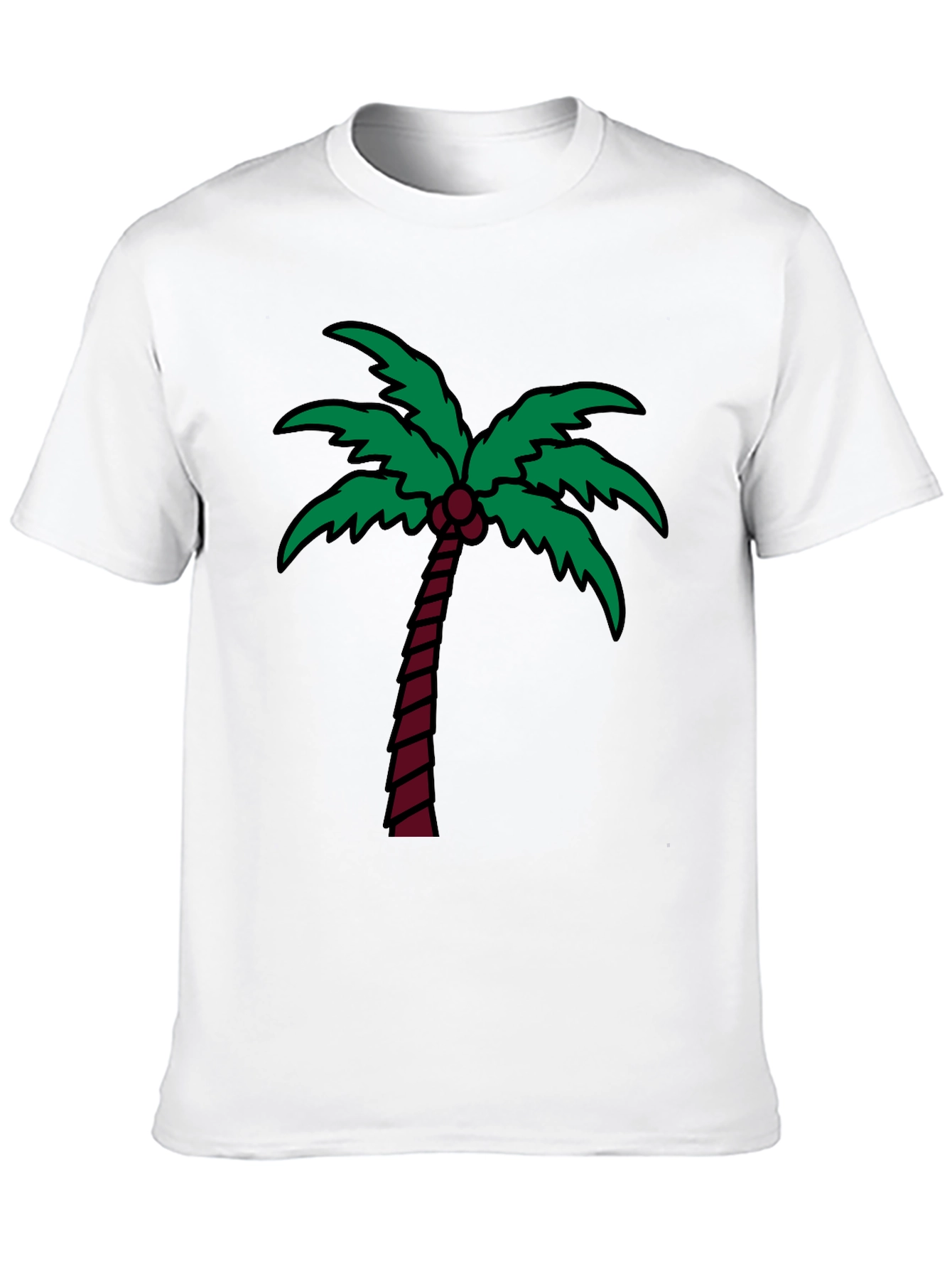 Palm Tree Graphic Tee - Black Cotton T-Shirt
