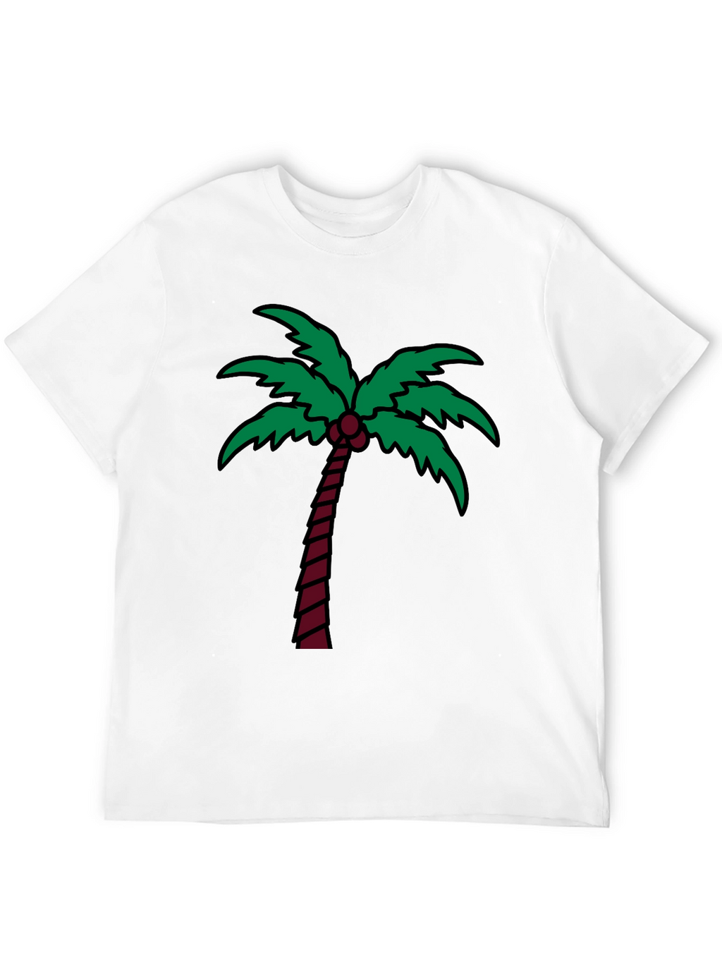 Palm Tree Graphic Tee - Black Cotton T-Shirt