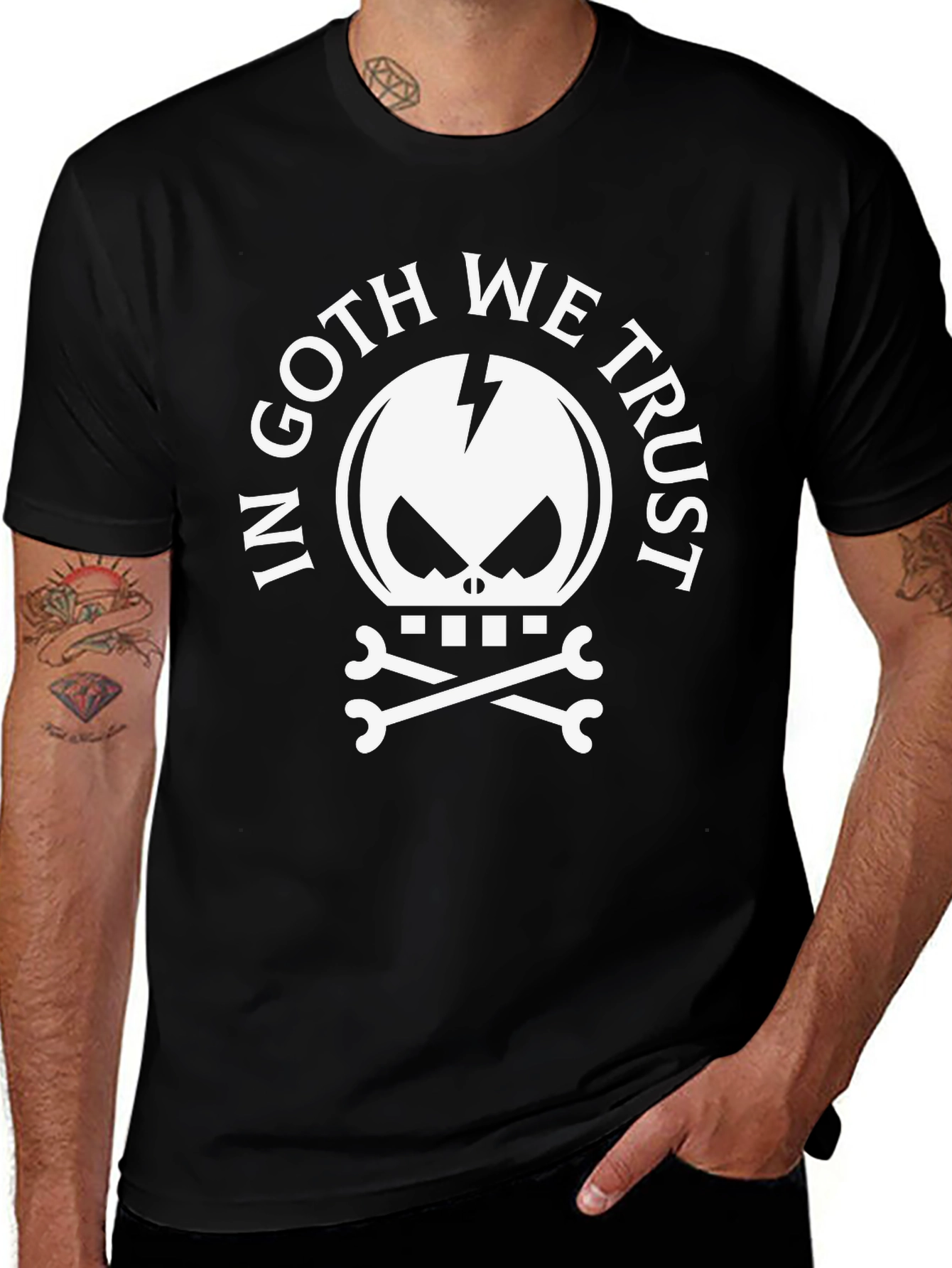 In Goth We Trust Black Graphic Tee