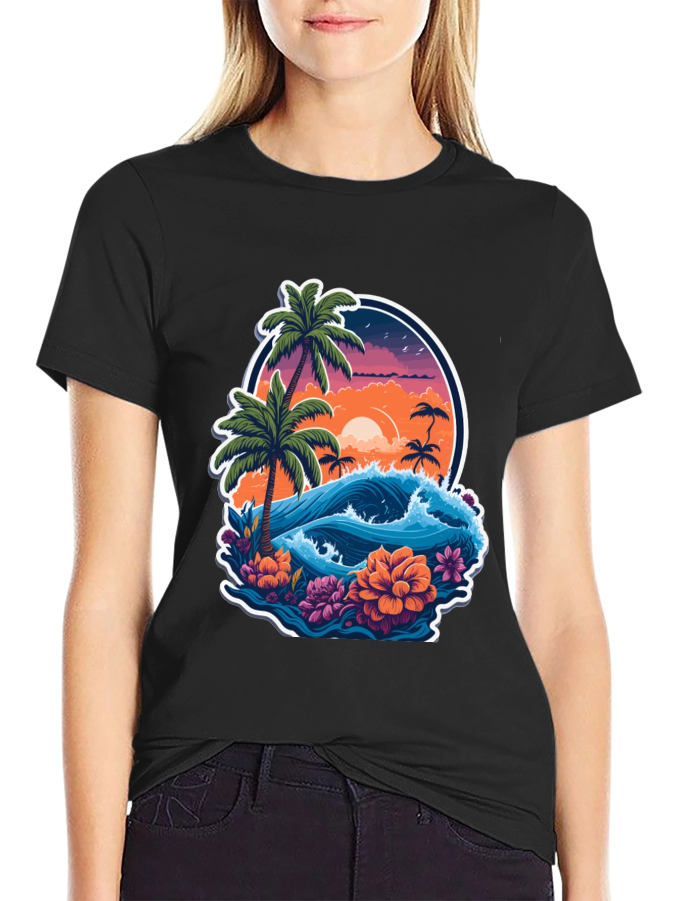 Tropical Sunset Graphic Tee - Island Vibes
