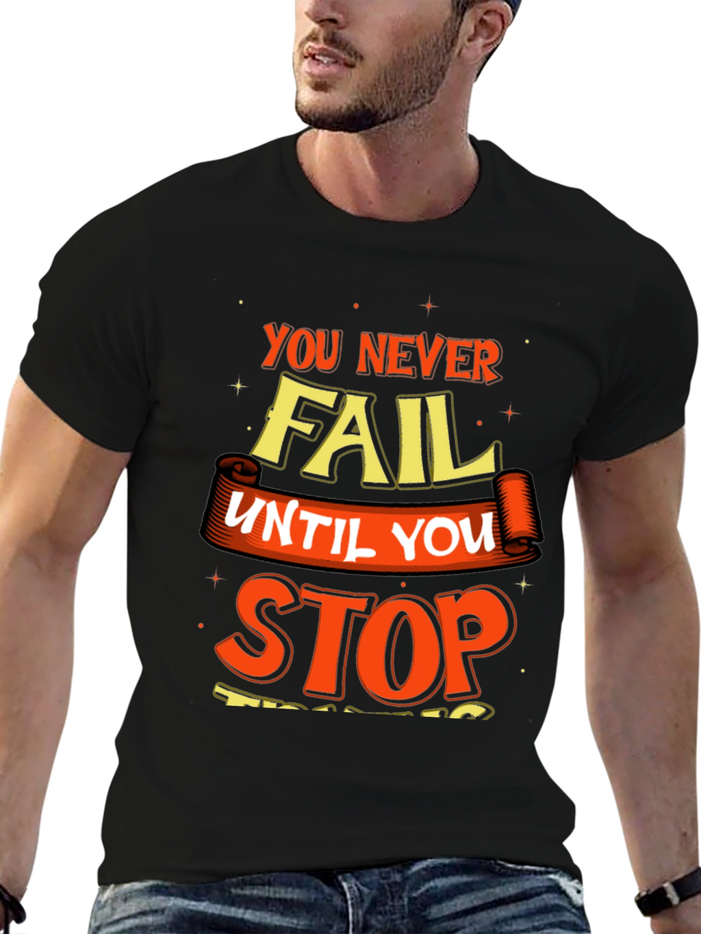 Motivational Graphic Print Crew Neck T-Shirt