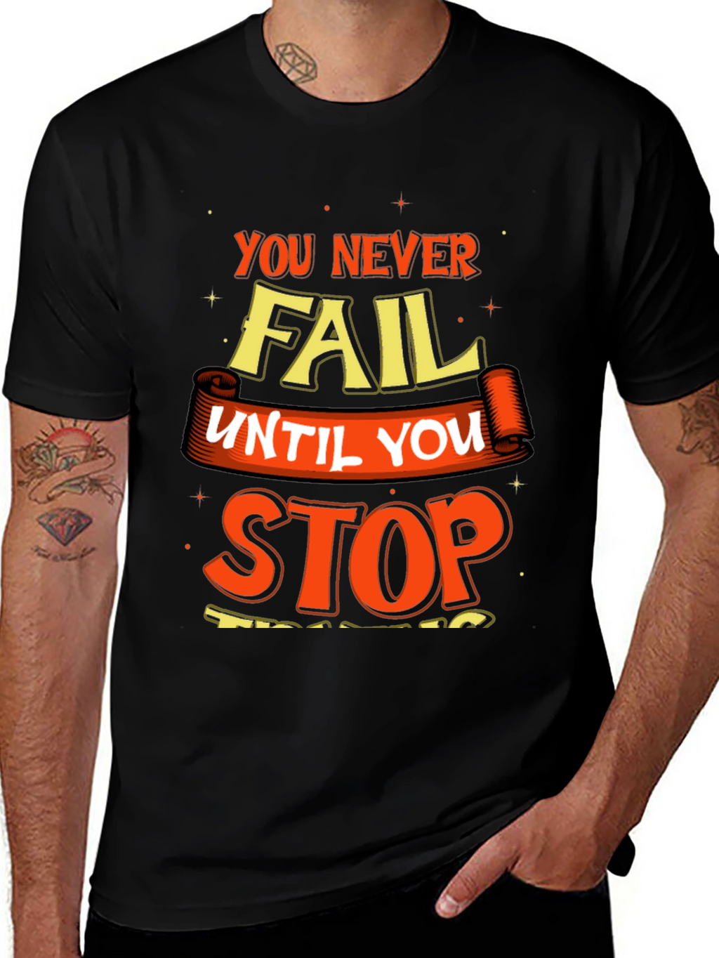 Motivational Graphic Print Crew Neck T-Shirt