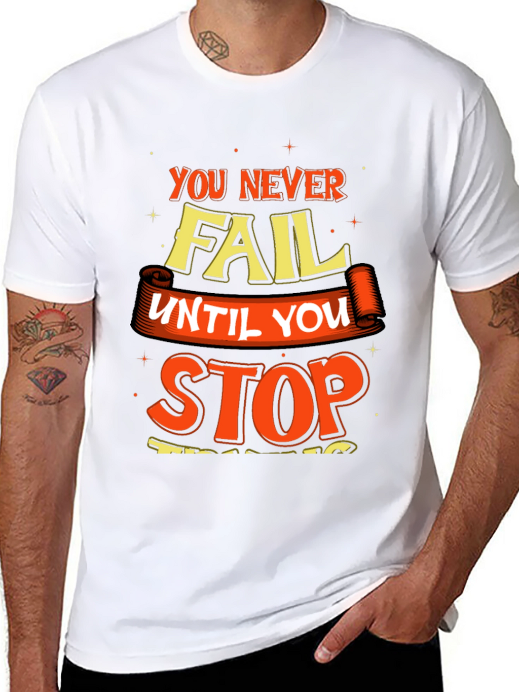 Motivational Graphic Print Crew Neck T-Shirt