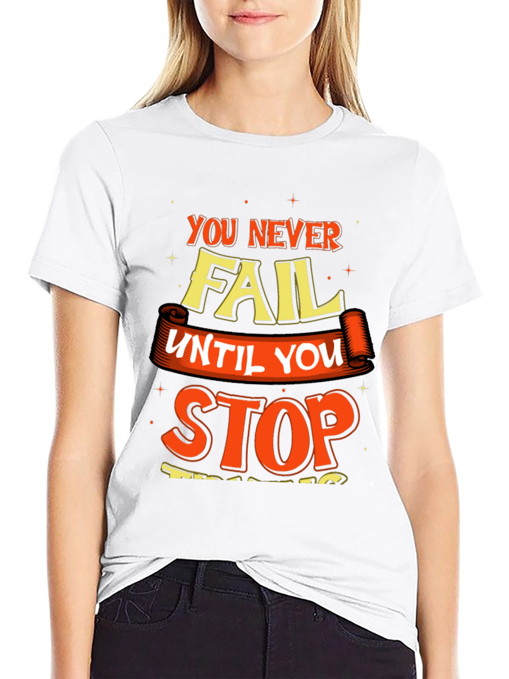 Motivational Graphic Print Crew Neck T-Shirt