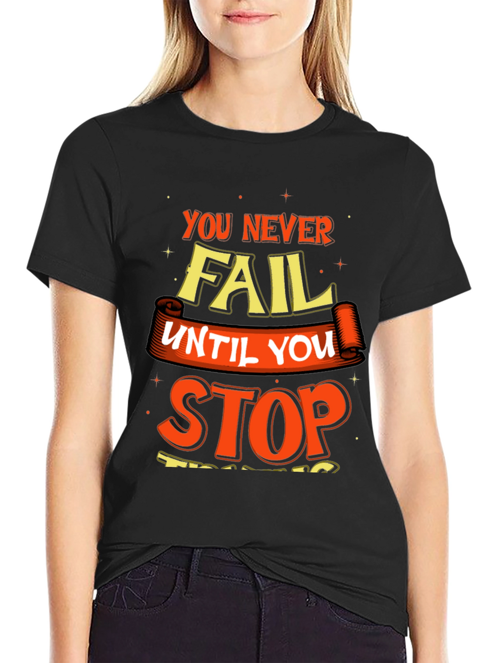 Motivational Graphic Print Crew Neck T-Shirt