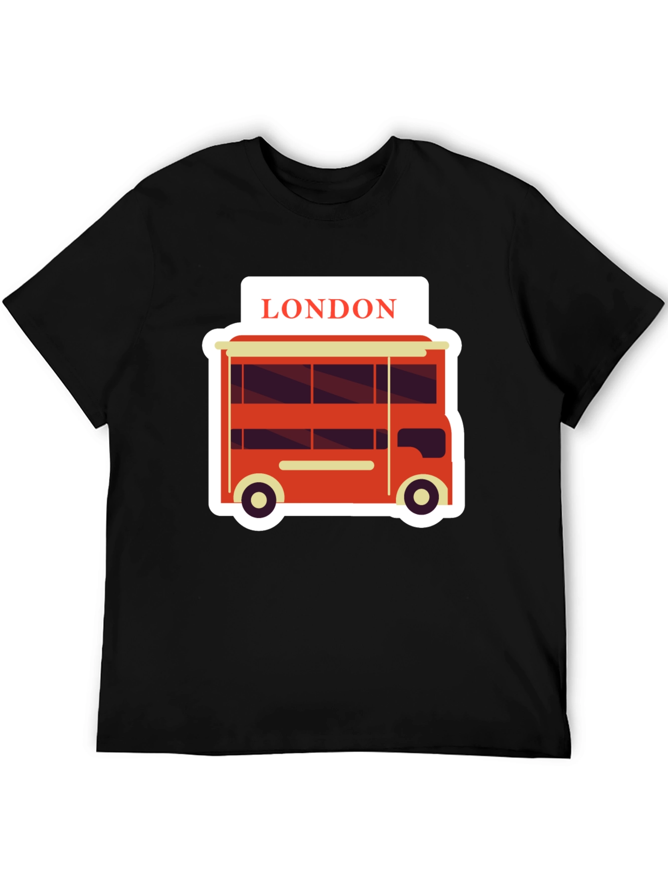 London Bus Graphic Tee - Black Cotton T-Shirt