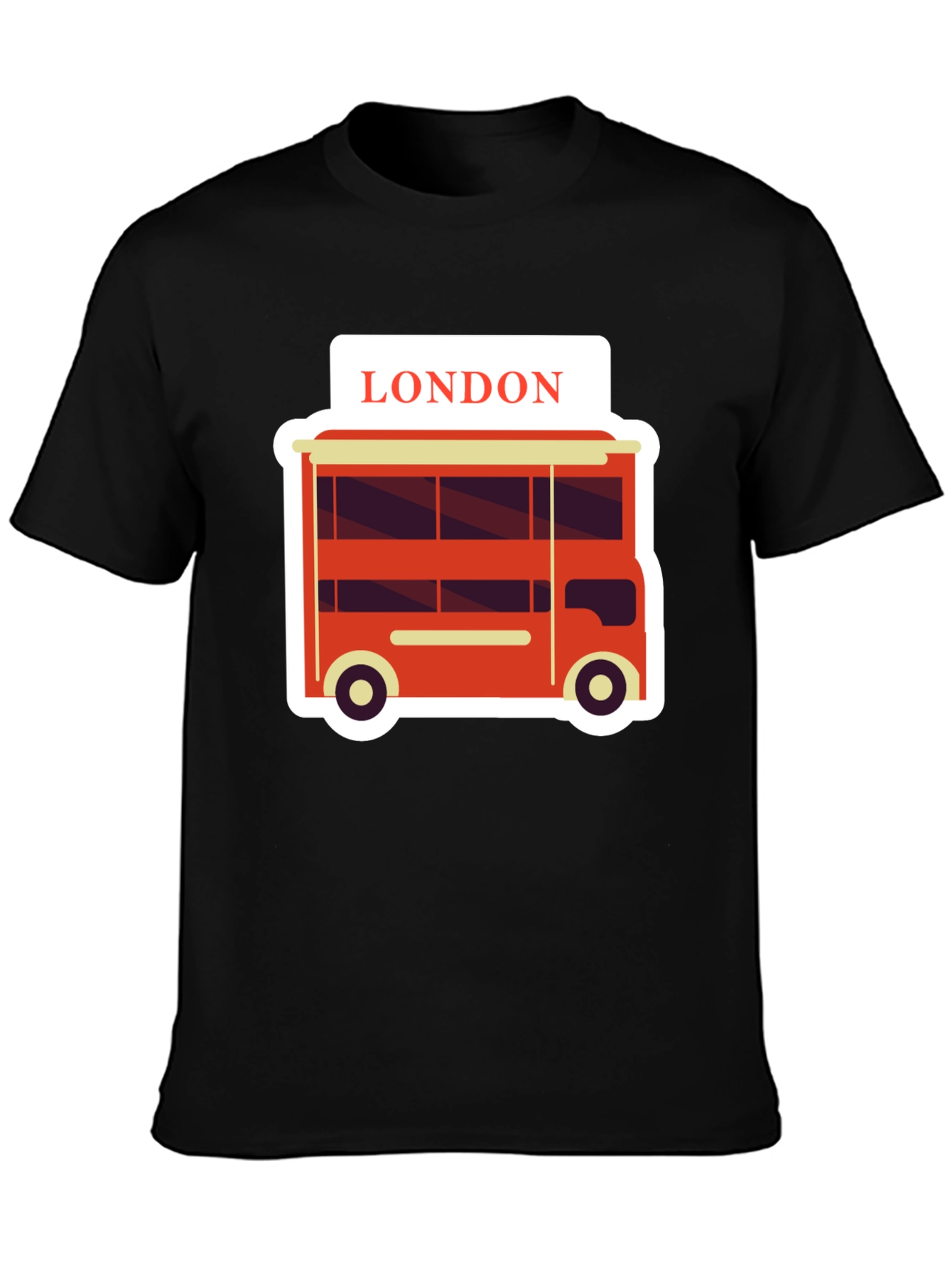 London Bus Graphic Tee - Black Cotton T-Shirt