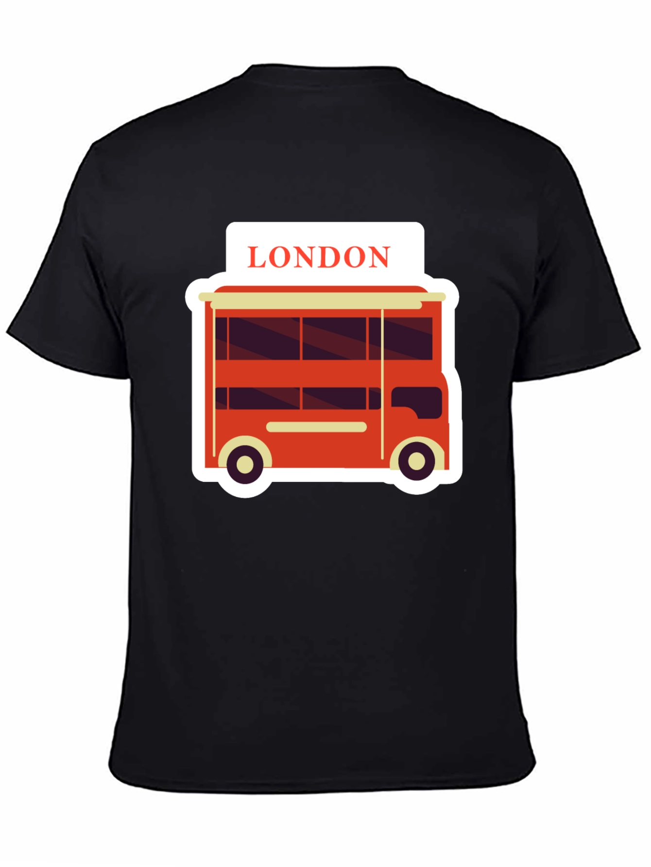London Bus Graphic Tee - Black Cotton T-Shirt