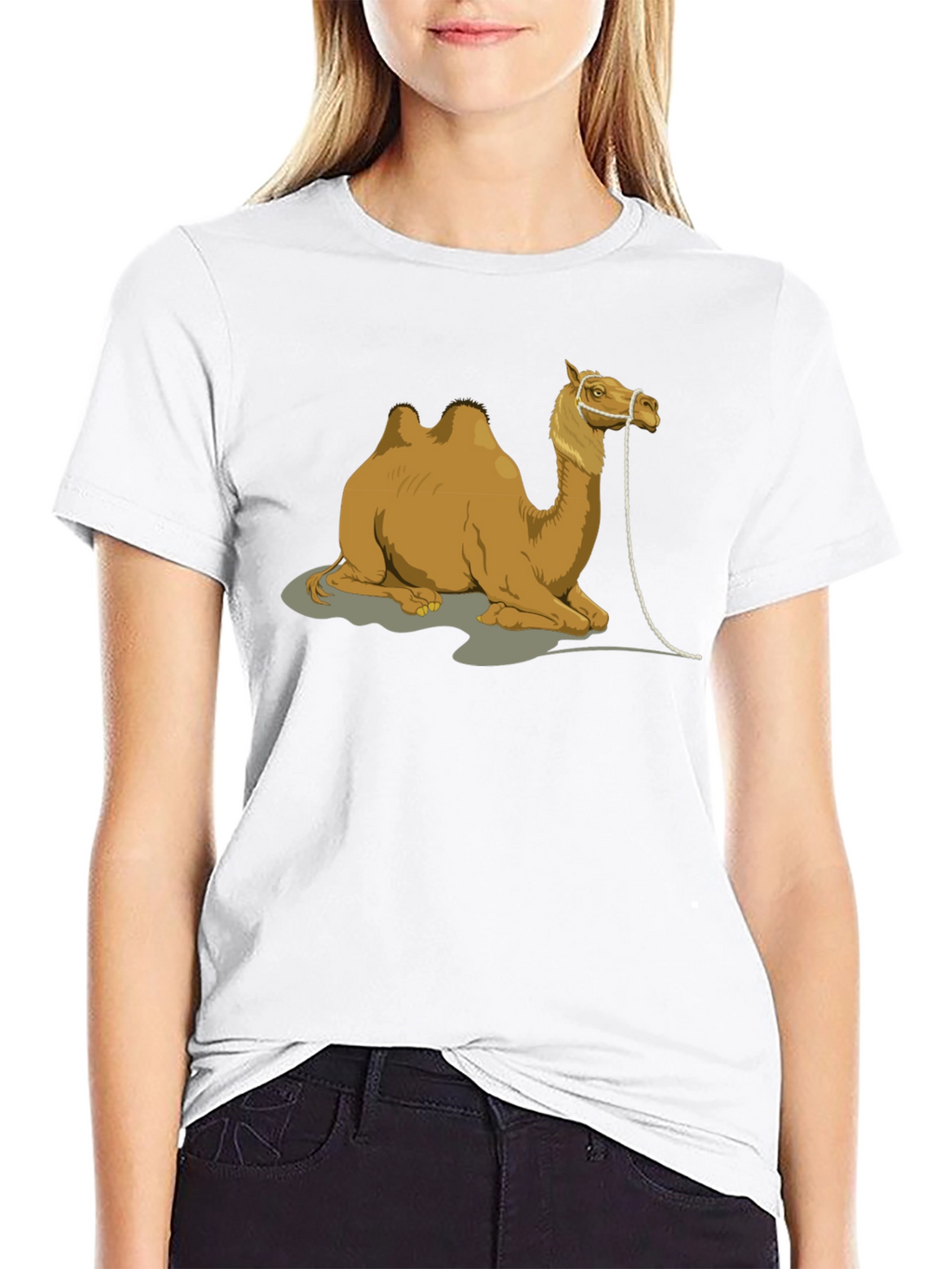 Camel Graphic Print Crew Neck T-Shirt