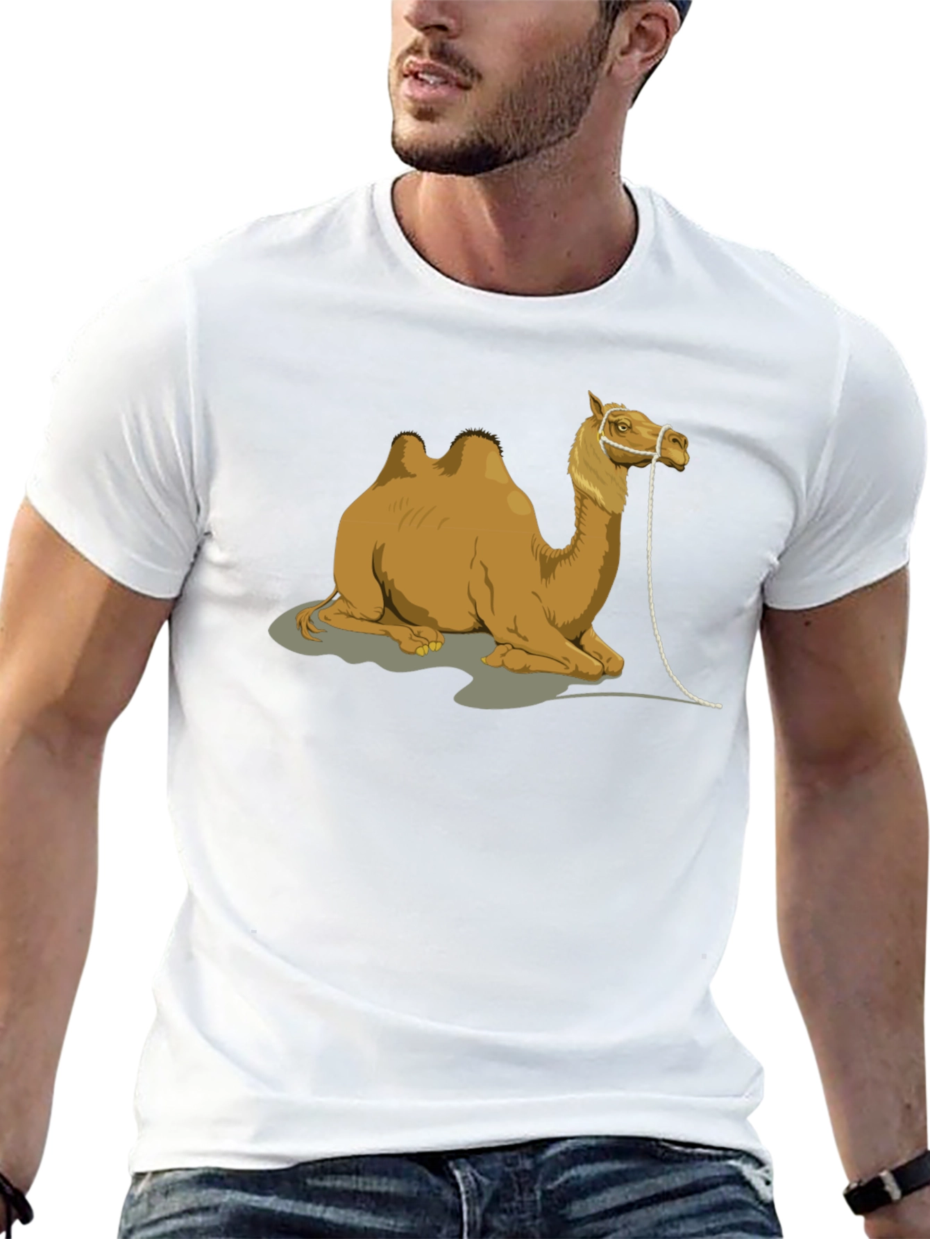 Camel Graphic Print Crew Neck T-Shirt