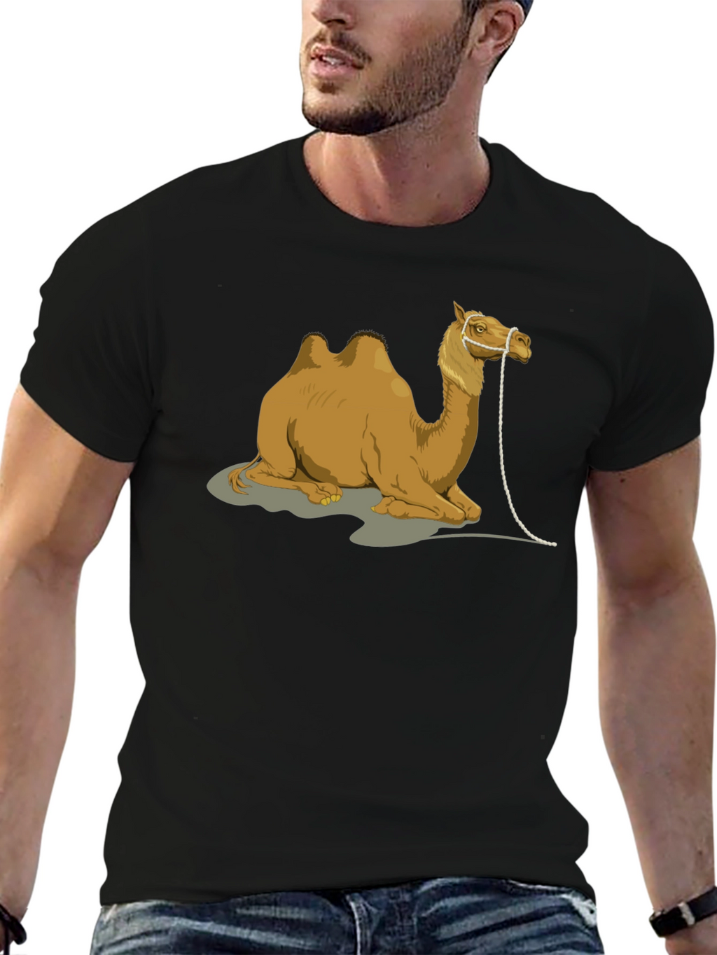 Camel Graphic Print Crew Neck T-Shirt