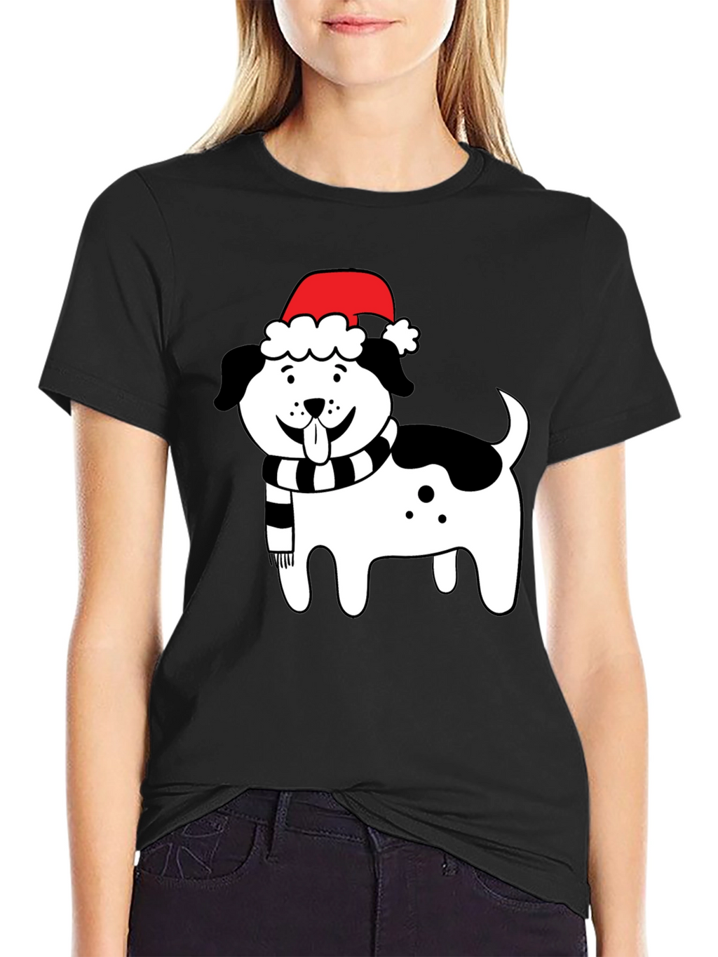 Festive Dog Santa Hat T-Shirt