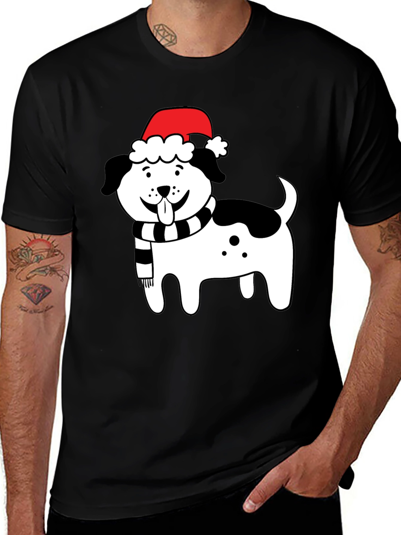 Festive Dog Santa Hat T-Shirt