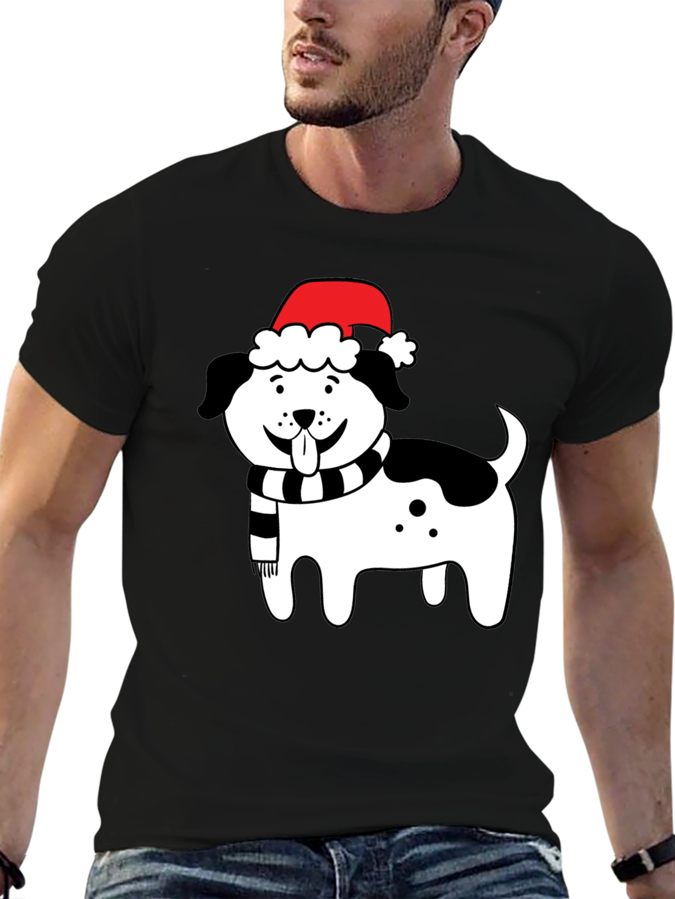 Festive Dog Santa Hat T-Shirt