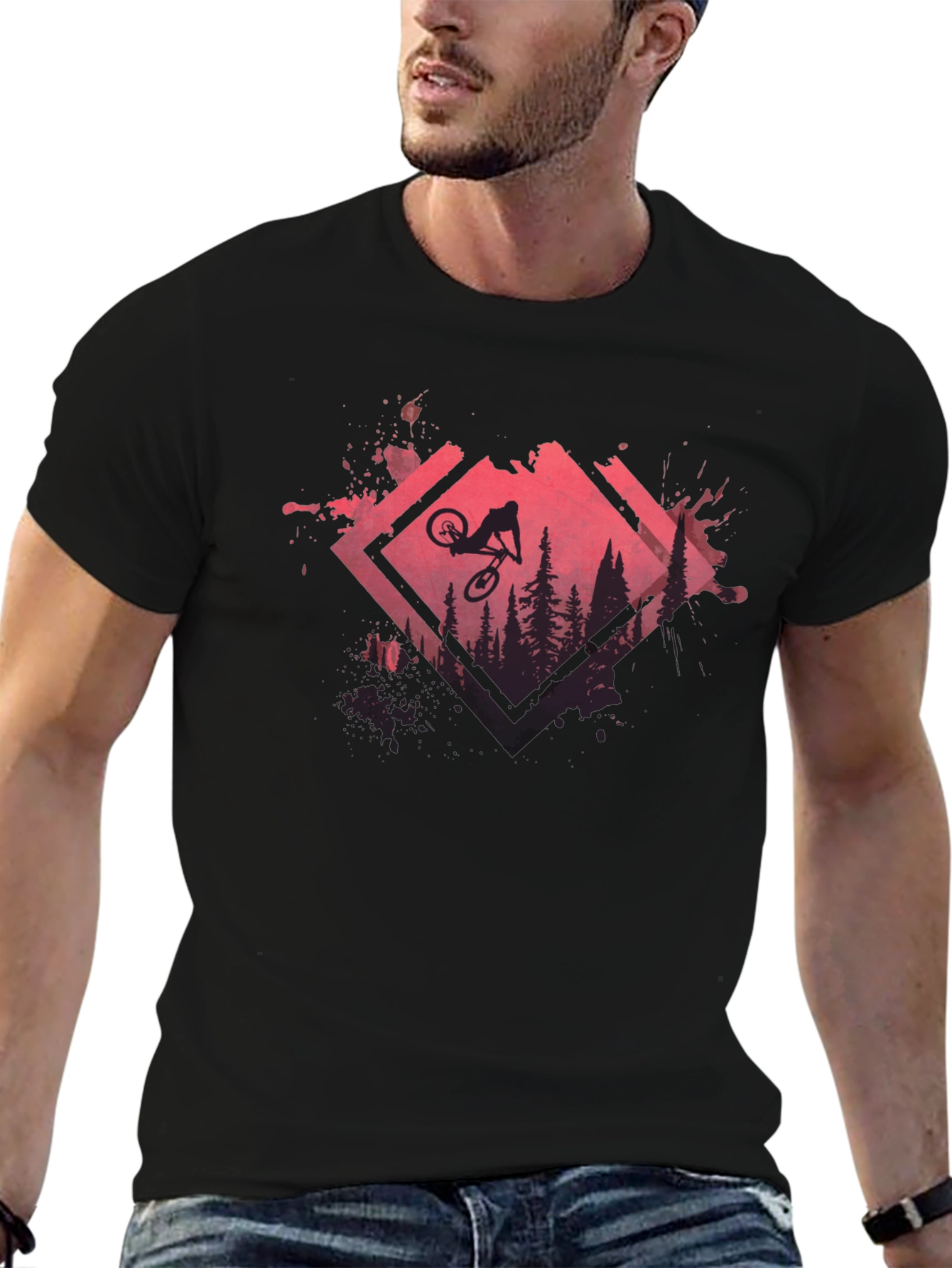 Mountain Bike Silhouette Graphic Tee - Black