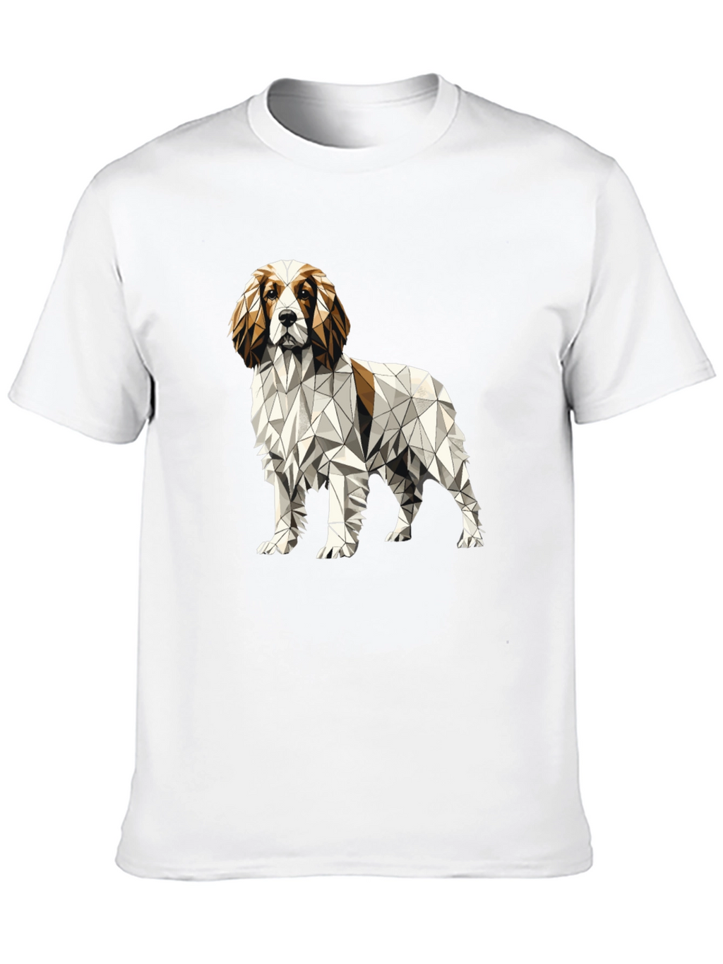 Geometric Dog Graphic Tee - Unique Poly Art Shirt