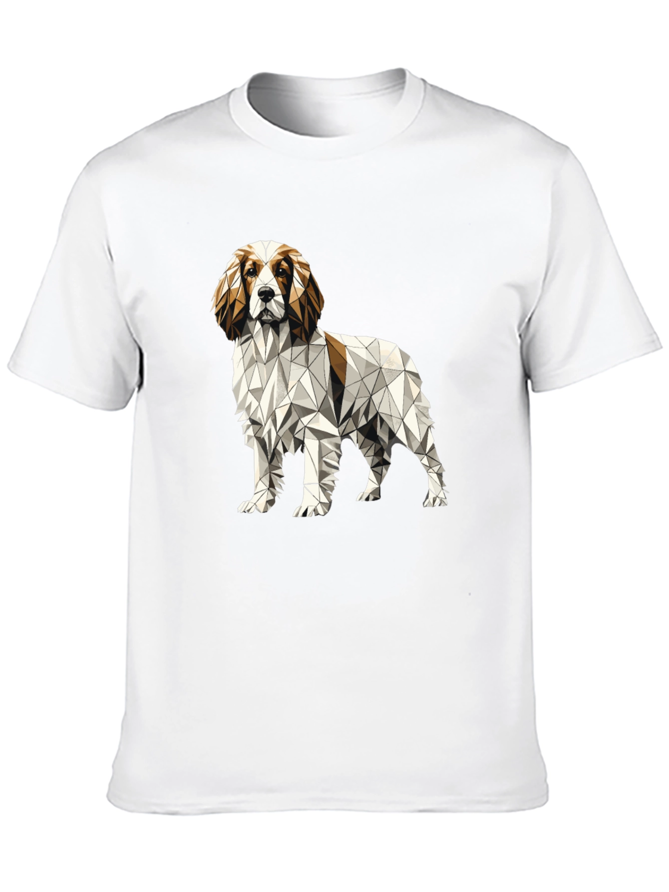 Geometric Dog Graphic Tee - Unique Poly Art Shirt