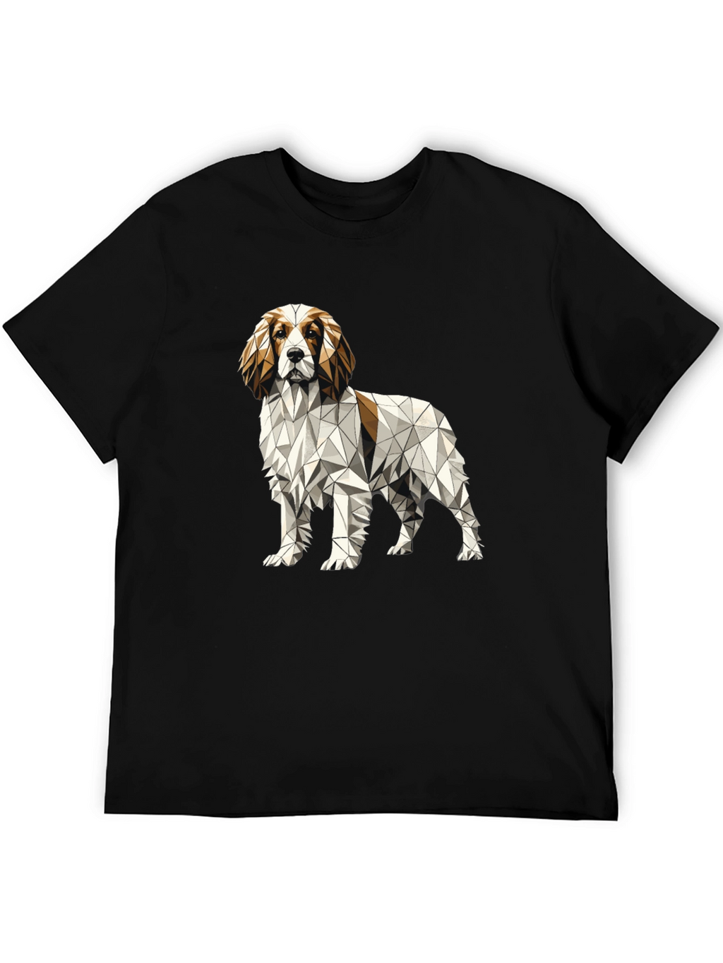 Geometric Dog Graphic Tee - Unique Poly Art Shirt