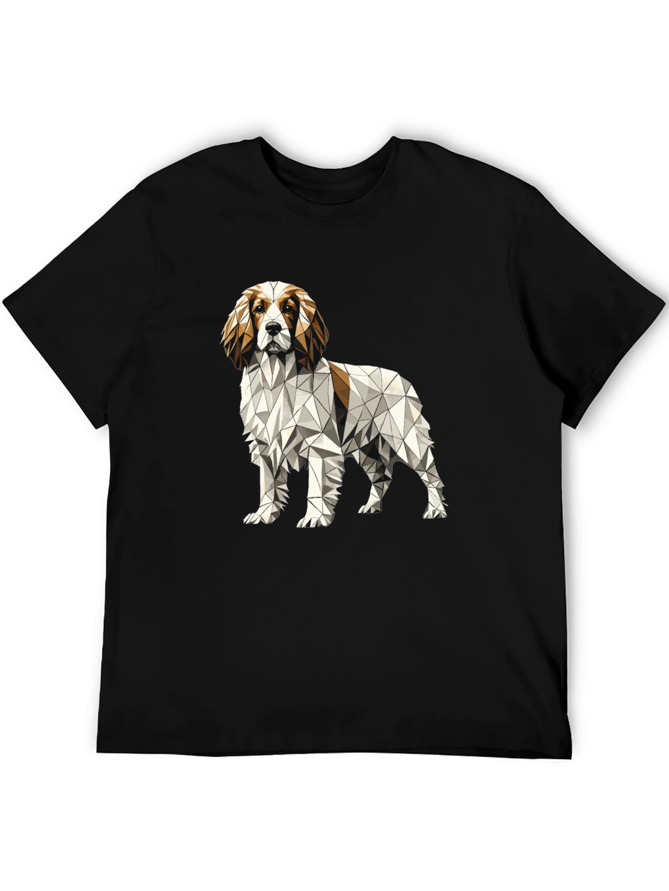 Geometric Dog Graphic Tee - Unique Poly Art Shirt