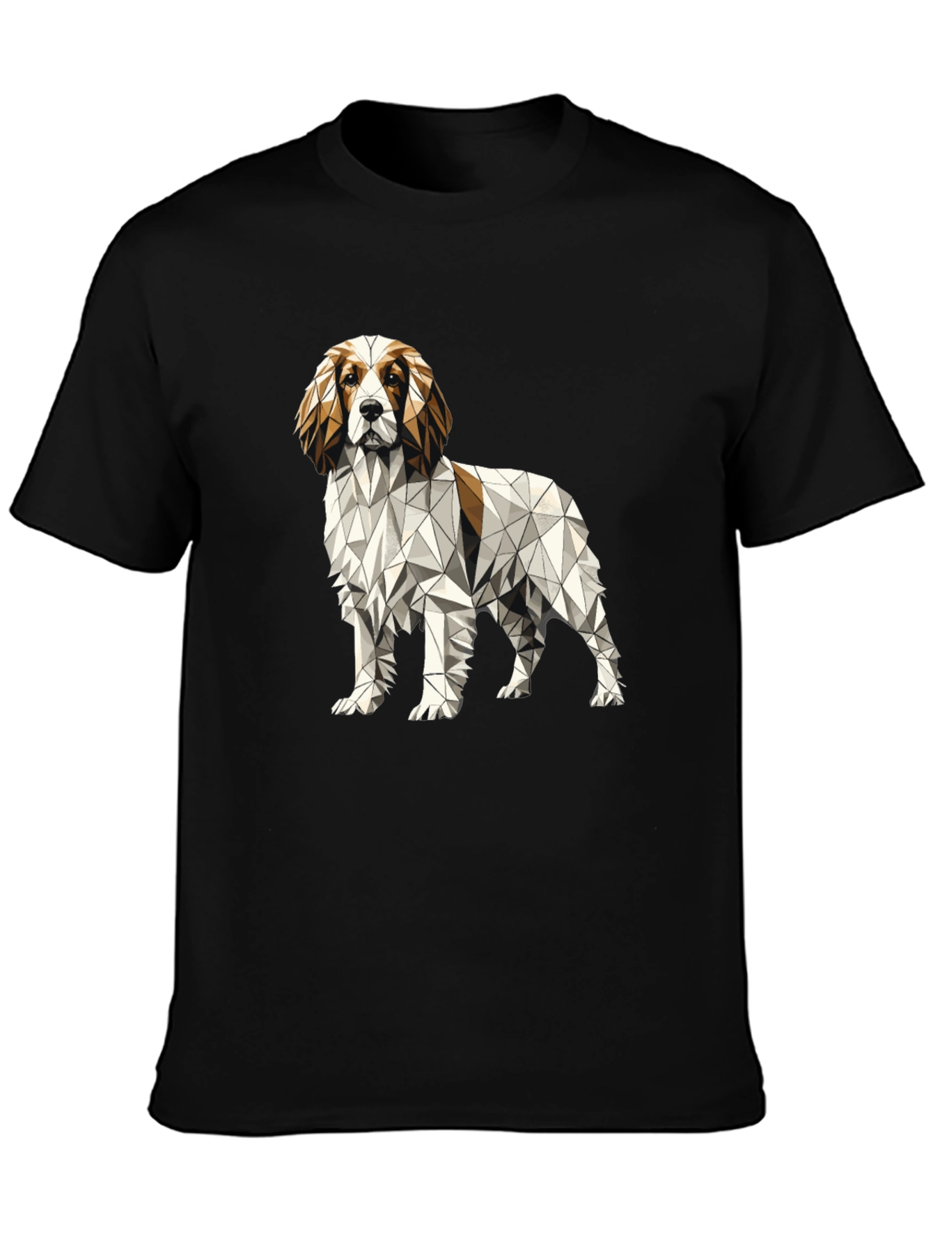 Geometric Dog Graphic Tee - Unique Poly Art Shirt