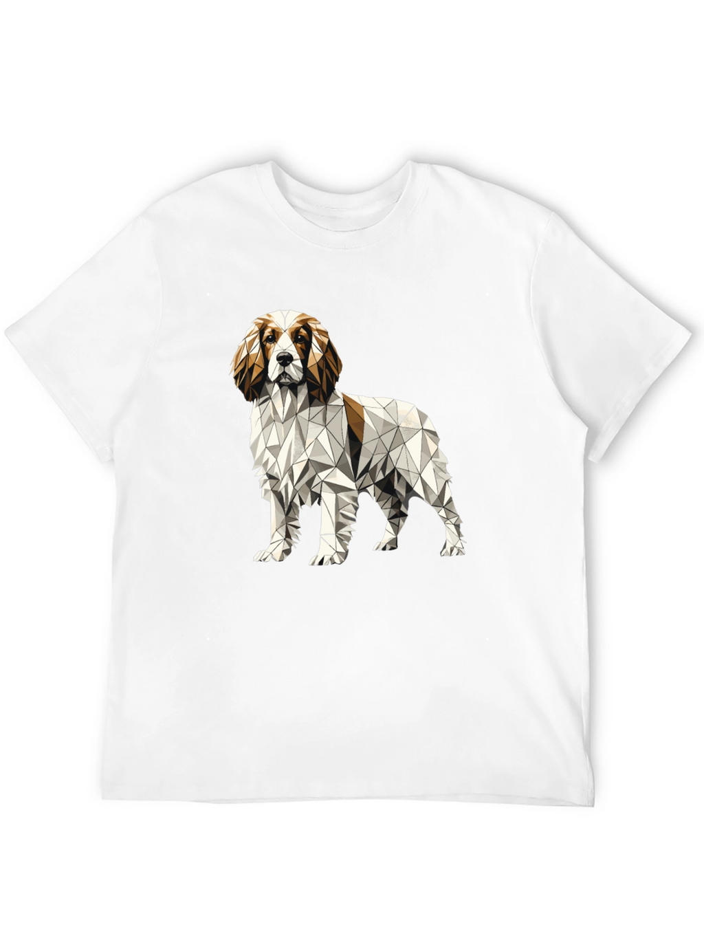 Geometric Dog Graphic Tee - Unique Poly Art Shirt