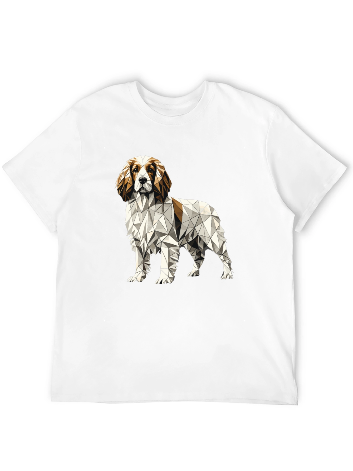 Geometric Dog Graphic Tee - Unique Poly Art Shirt