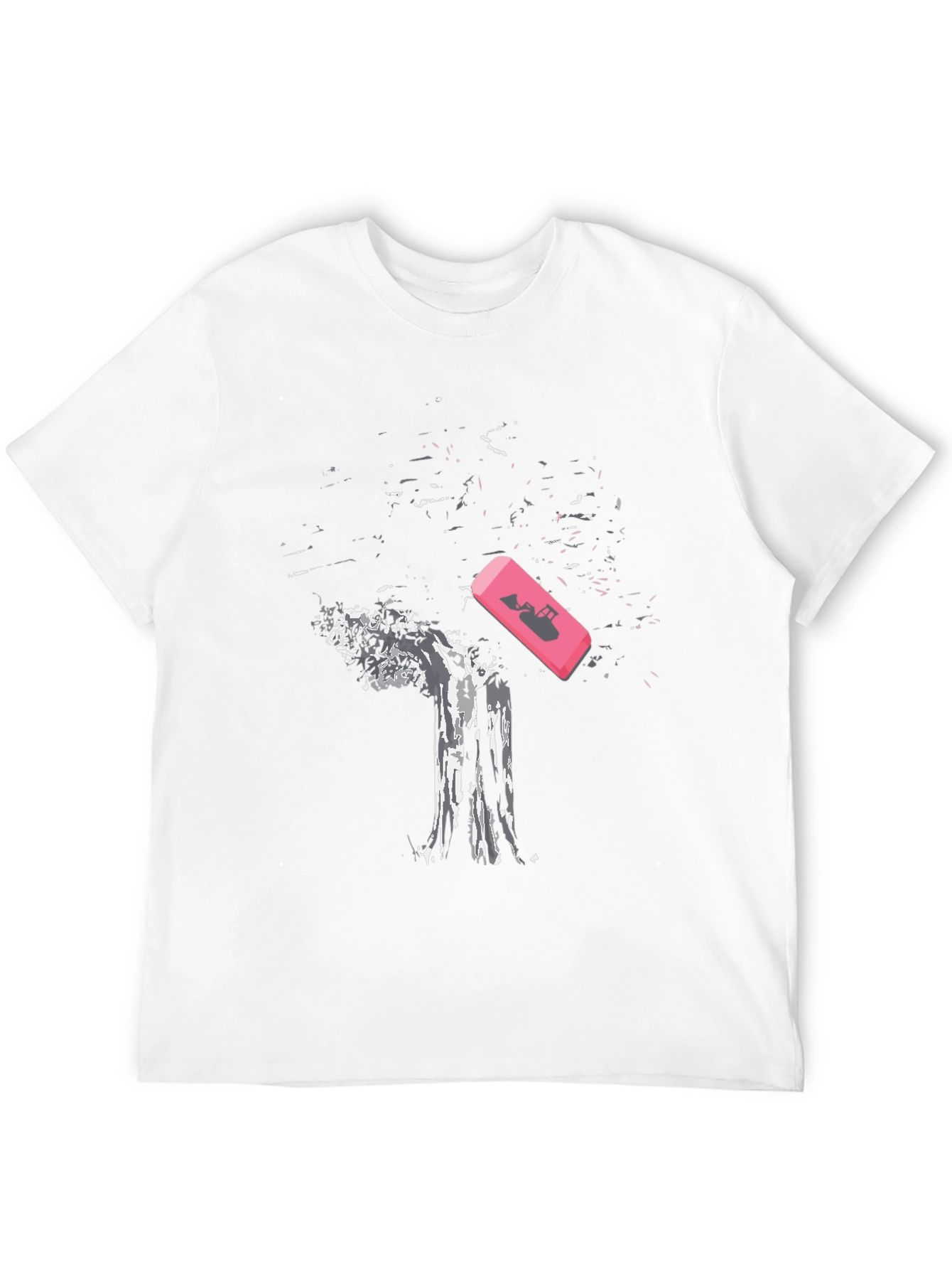 Eraser Tree Graphic Tee - Black Cotton T-Shirt